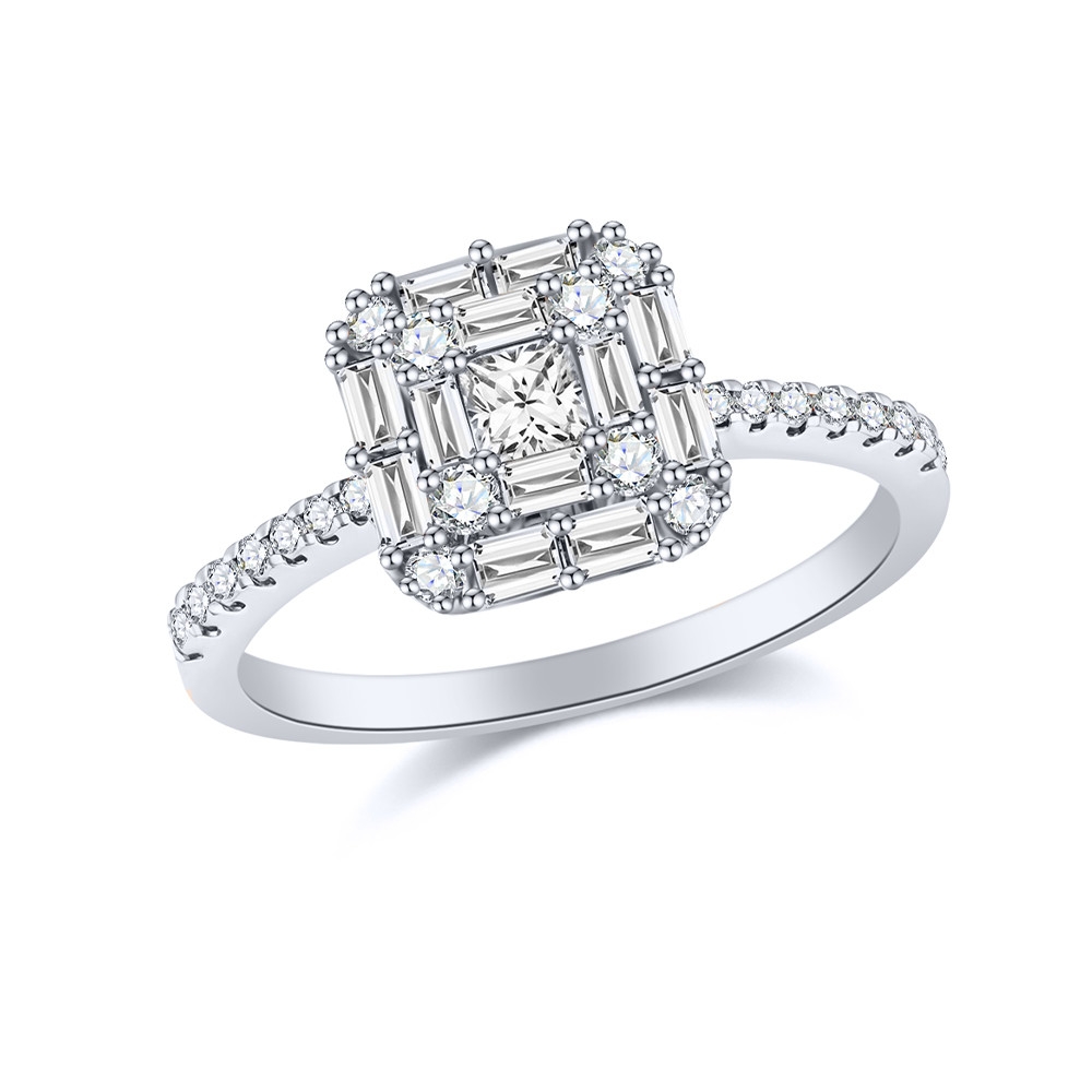 Prsteň z bieleho zlata s kameňmi DIAMANT
