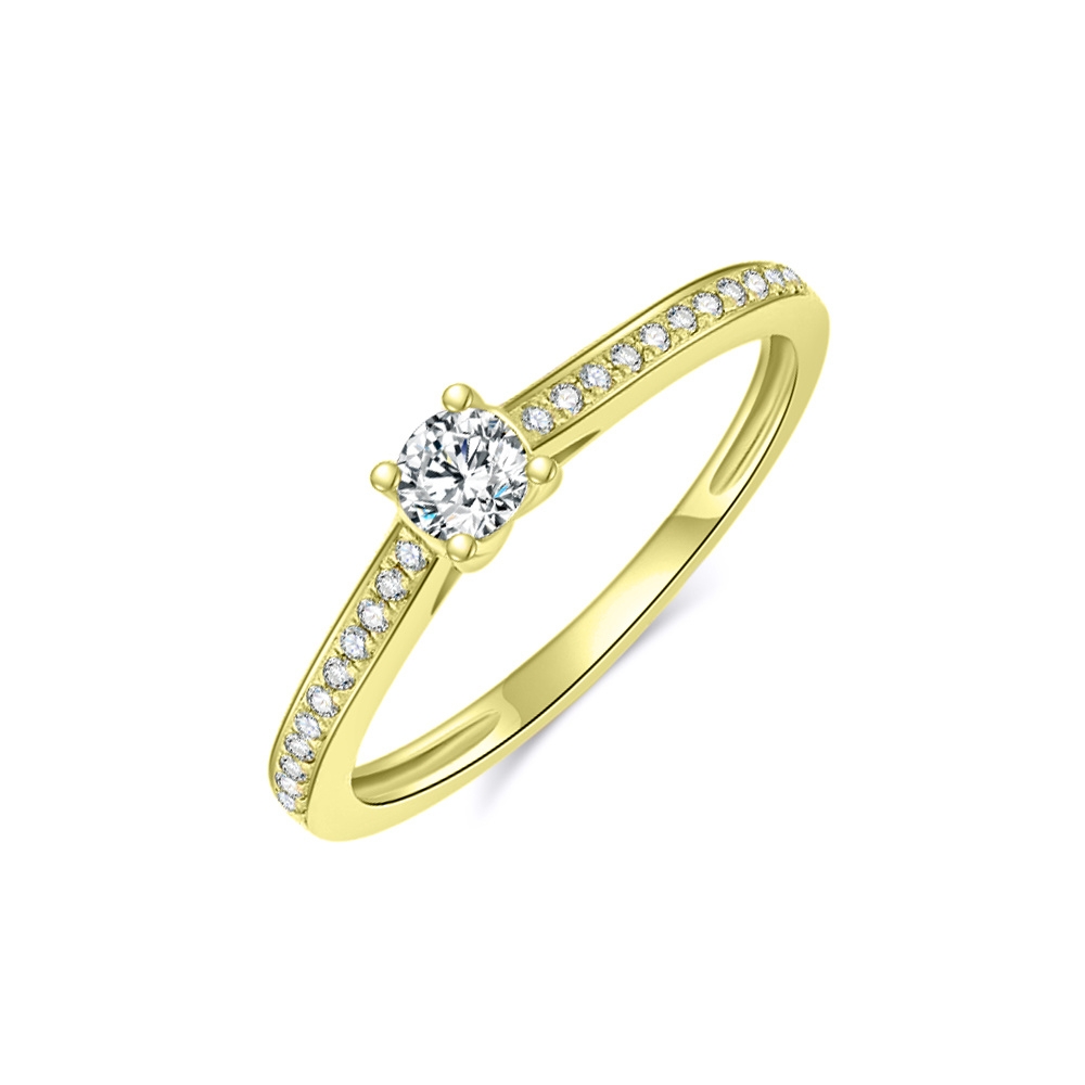Prsteň zo žltého zlata s kameňmi DIAMANT