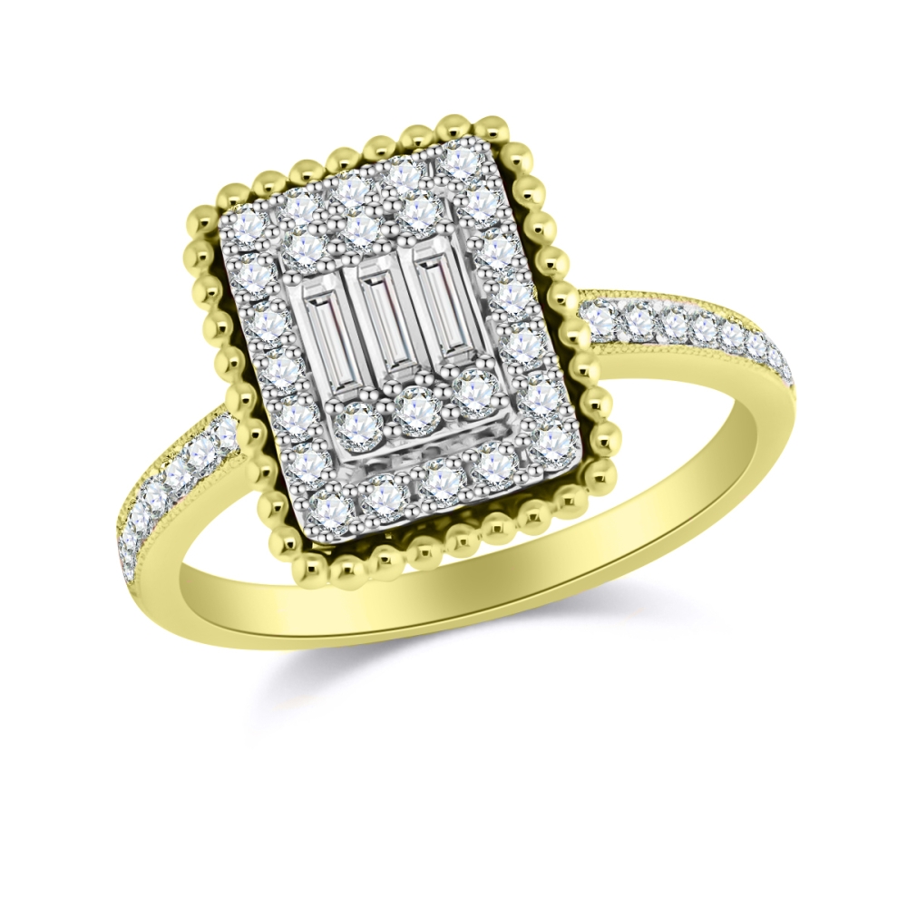 Prsteň zo žltého zlata s kameňmi DIAMANT