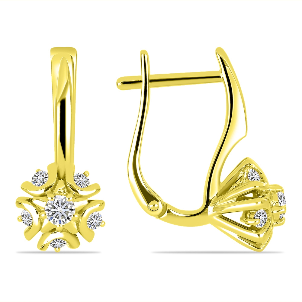 Náušnice zo žltého zlata s kameňmi DIAMANT