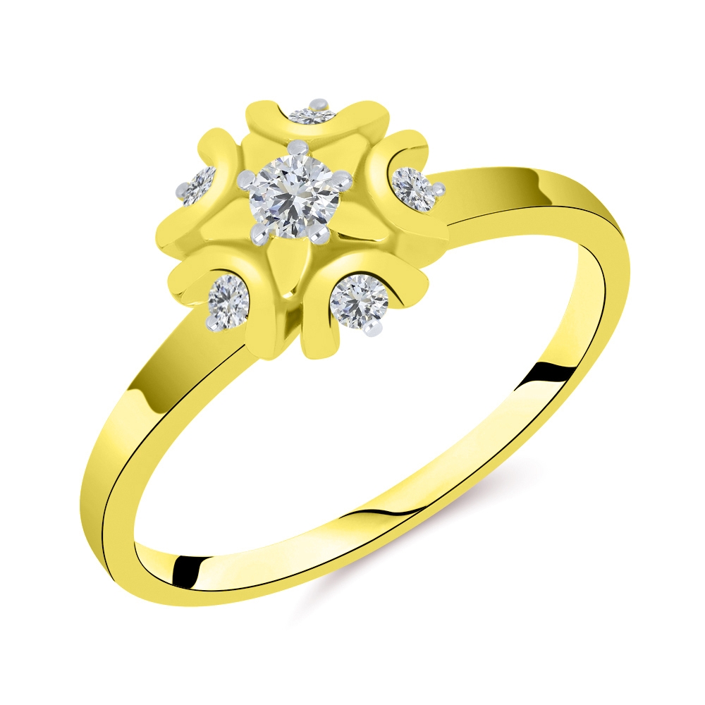 Prsteň zo žltého zlata s kameňmi DIAMANT
