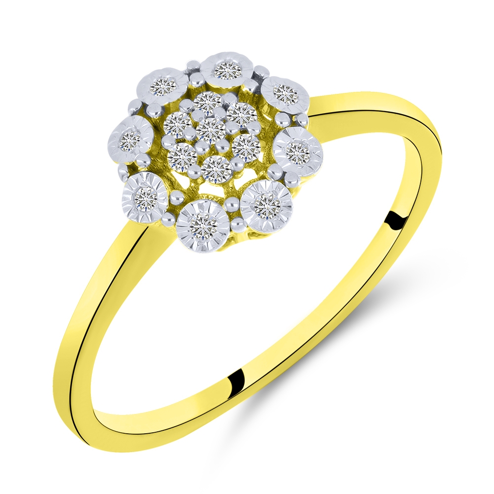 Prsteň zo žltého zlata s kameňmi DIAMANT