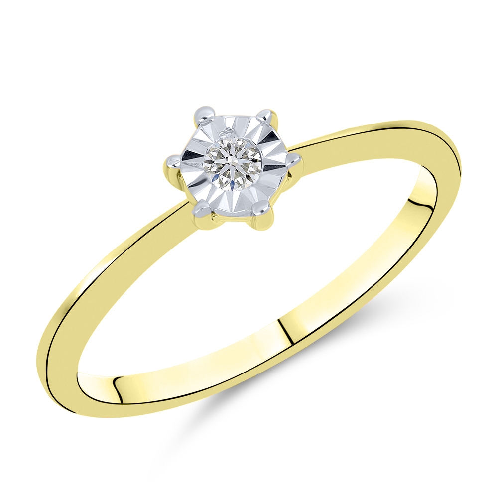 Prsteň zo žltého zlata s kameňmi DIAMANT