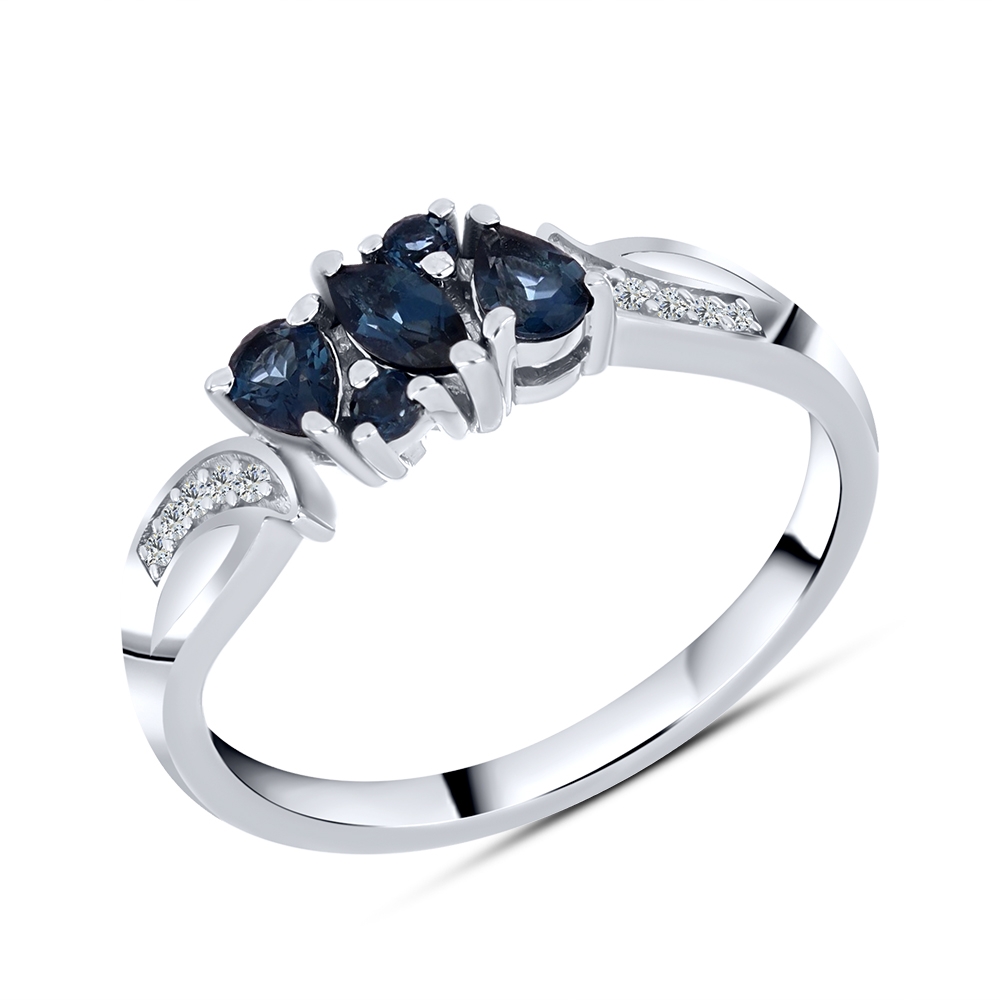 Prsteň zo striebra s kameňmi TOPÁS- LONDON BLUE, SYN ZIRKÓN 5A- BIELY