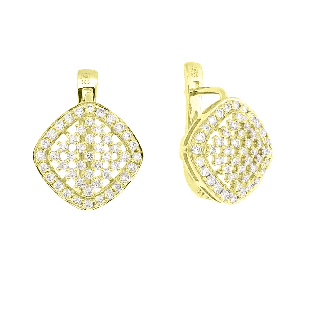 Náušnice zo žltého zlata s kameňmi DIAMANT