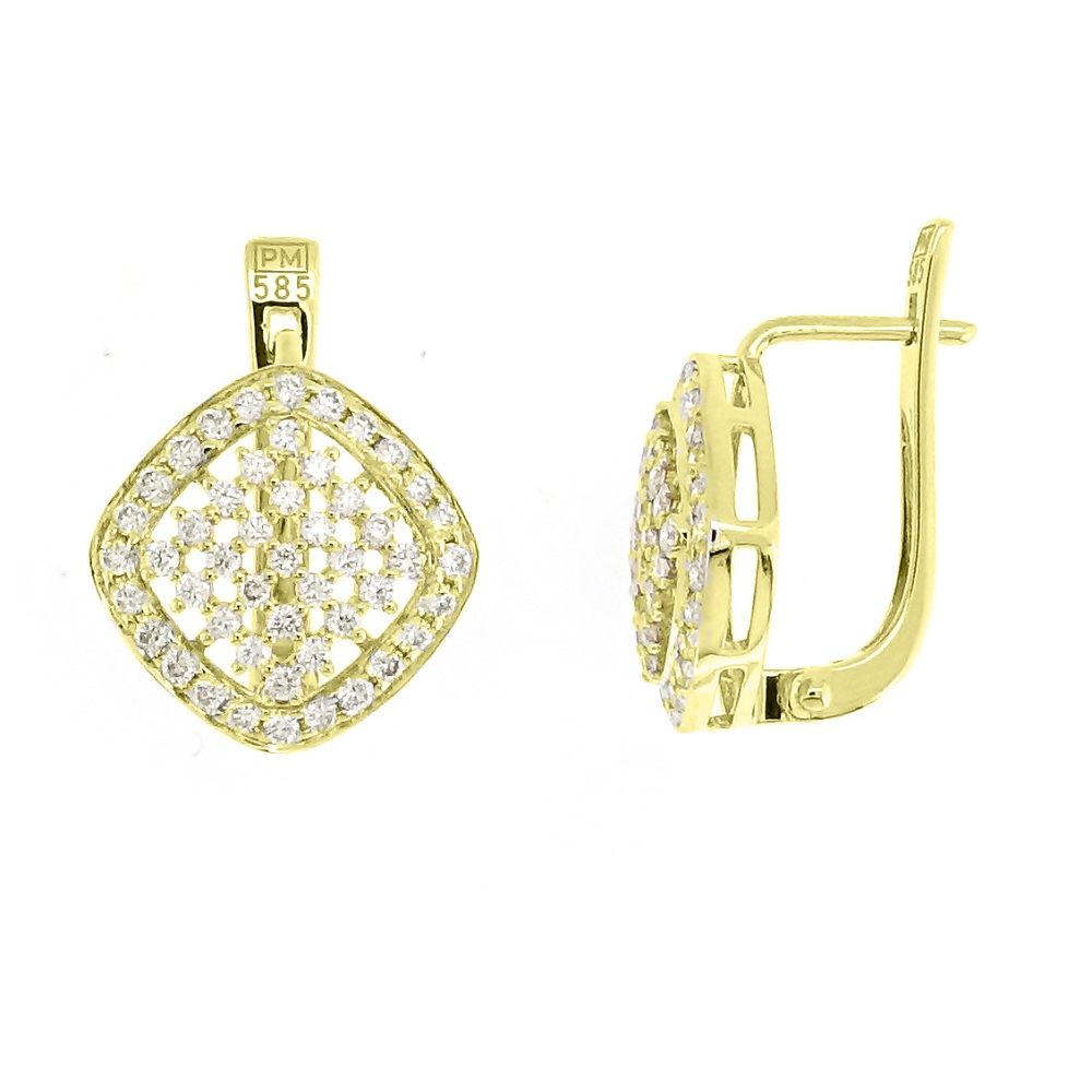Náušnice zo žltého zlata s kameňmi DIAMANT