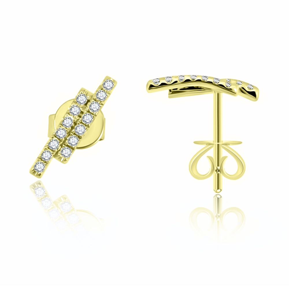 Náušnice zo žltého zlata s kameňmi Diamant