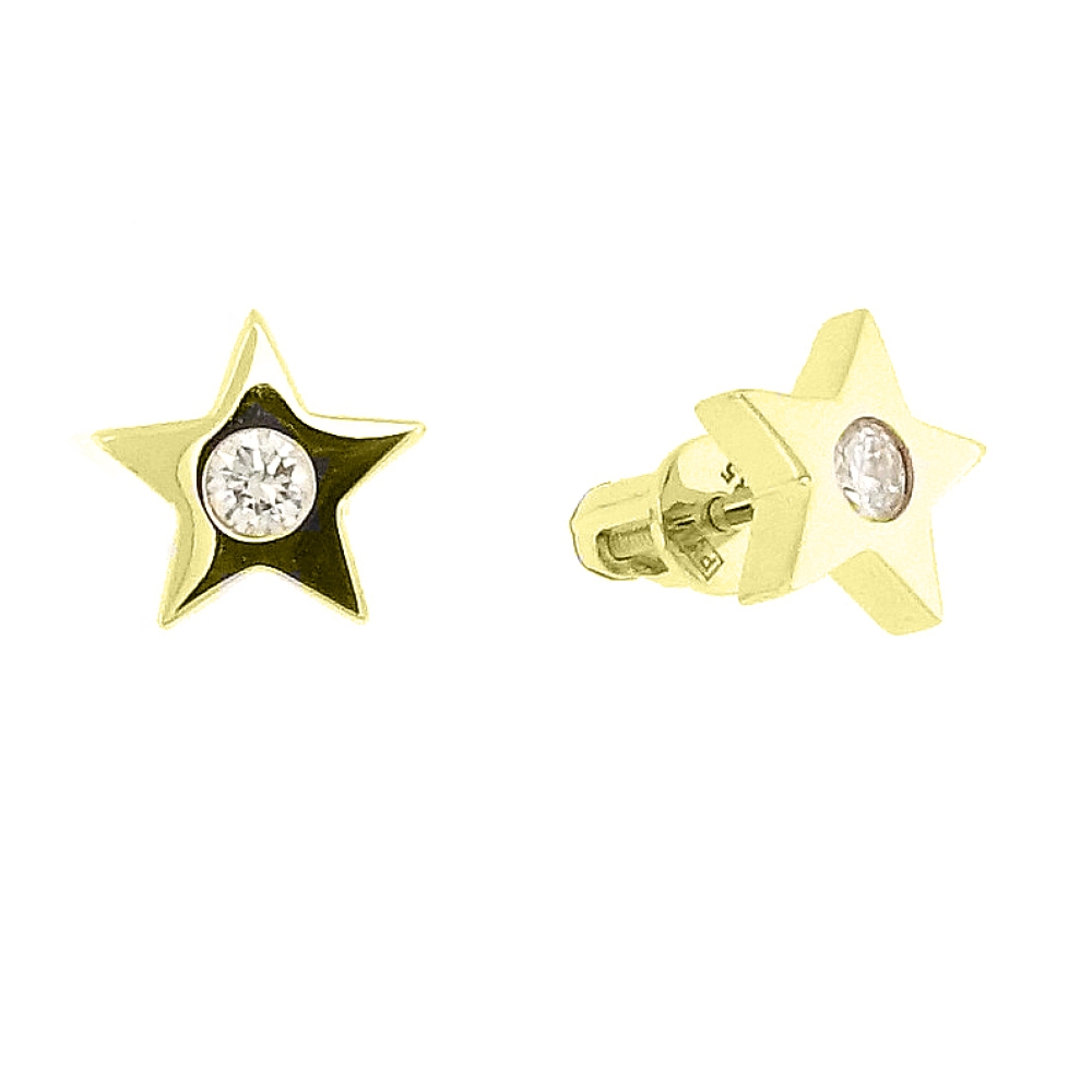 Náušnice zo žltého zlata s kameňmi DIAMANT