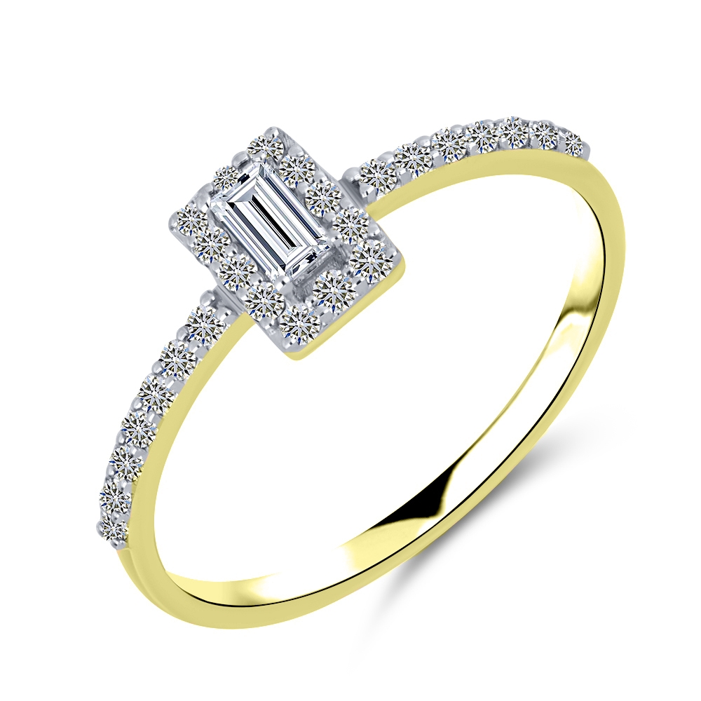 Prsteň zo žltého zlata s kameňmi DIAMANT