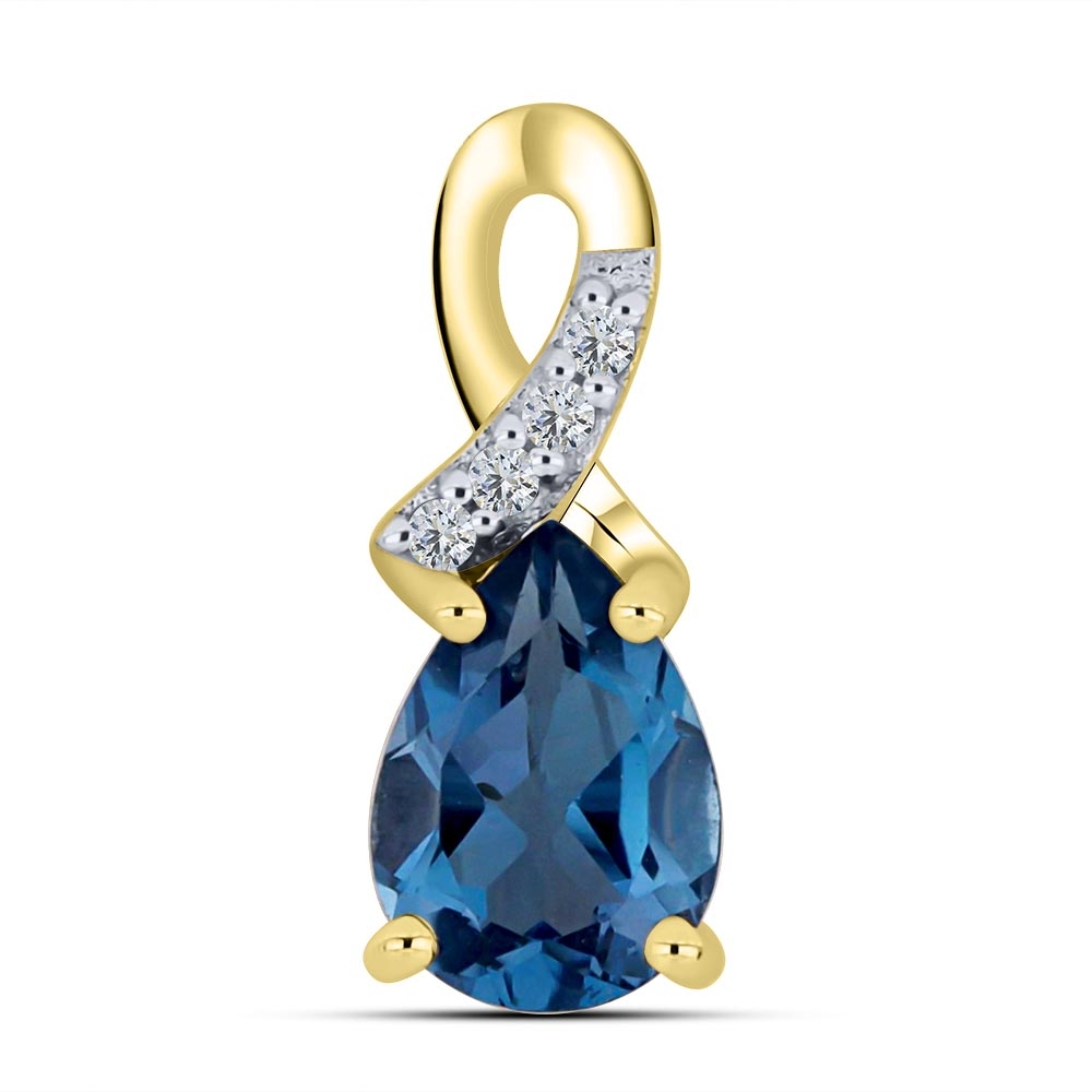Prívesok zo žltého zlata s kameňmi SYN ZIRKÓN 5A- BIELY, TOPÁS- LONDON BLUE