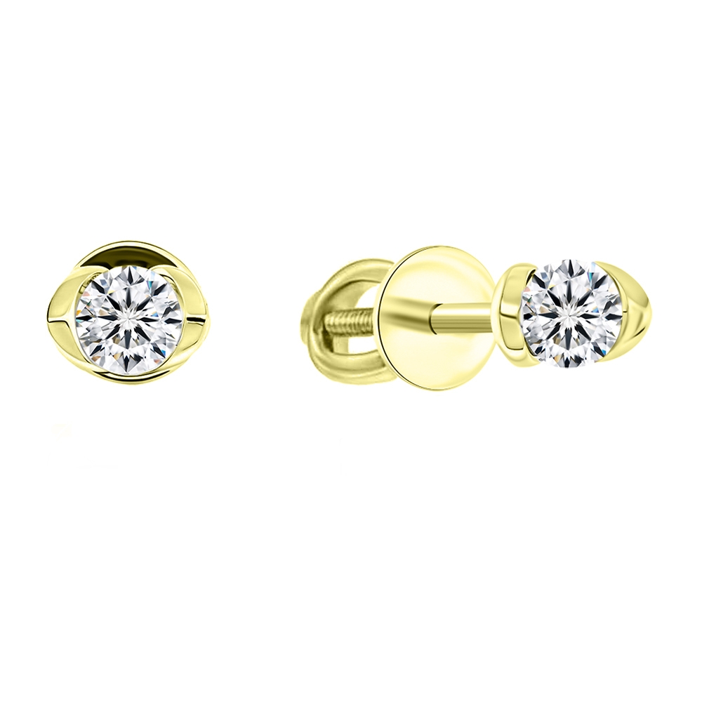 Náušnice zo žltého zlata s kameňmi DIAMANT