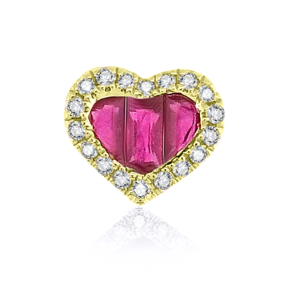 Prívesok zo žltého zlata s kameňmi DIAMANT, RUBÍN