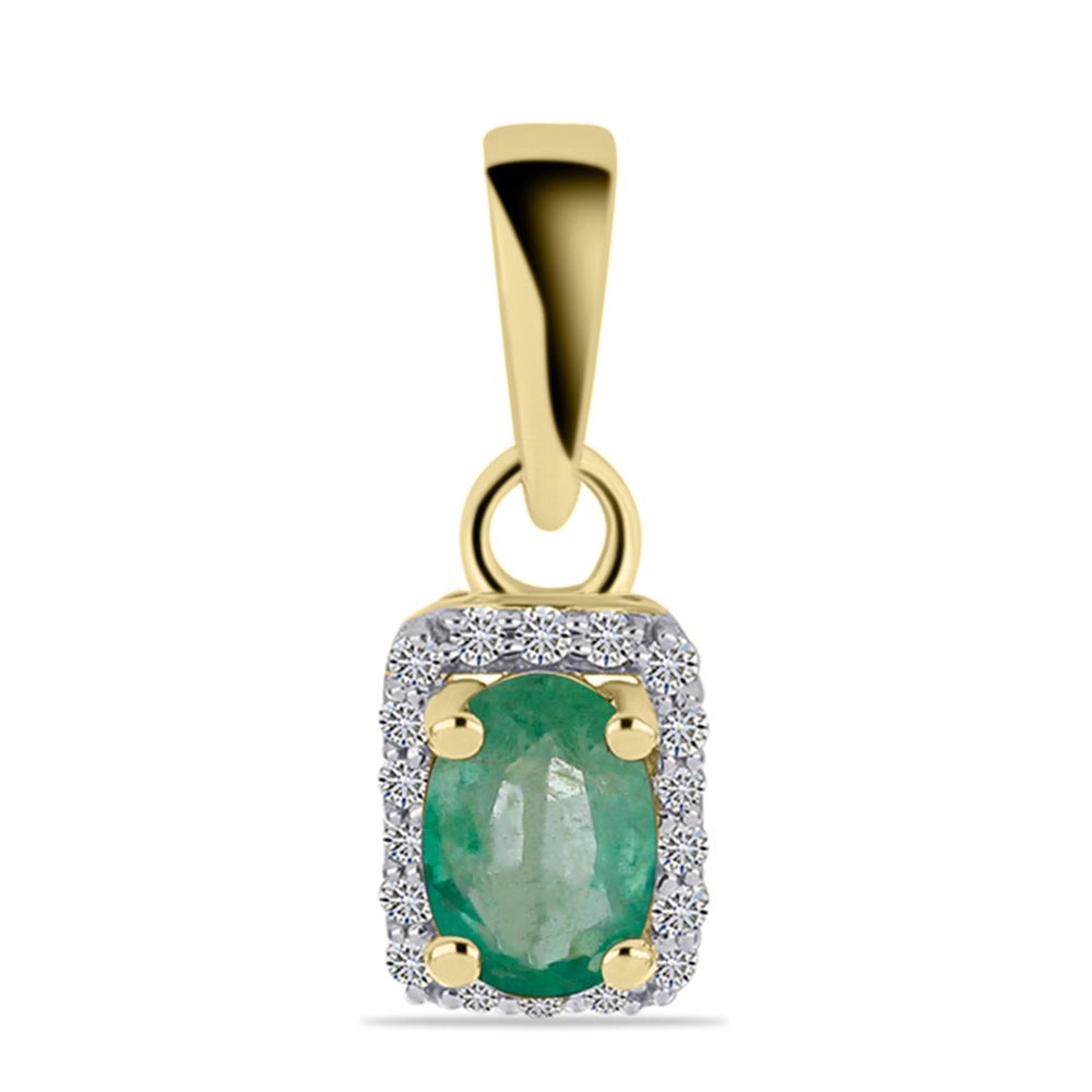 Prívesok zo žltého zlata s kameňmi DIAMANT, Smaragd