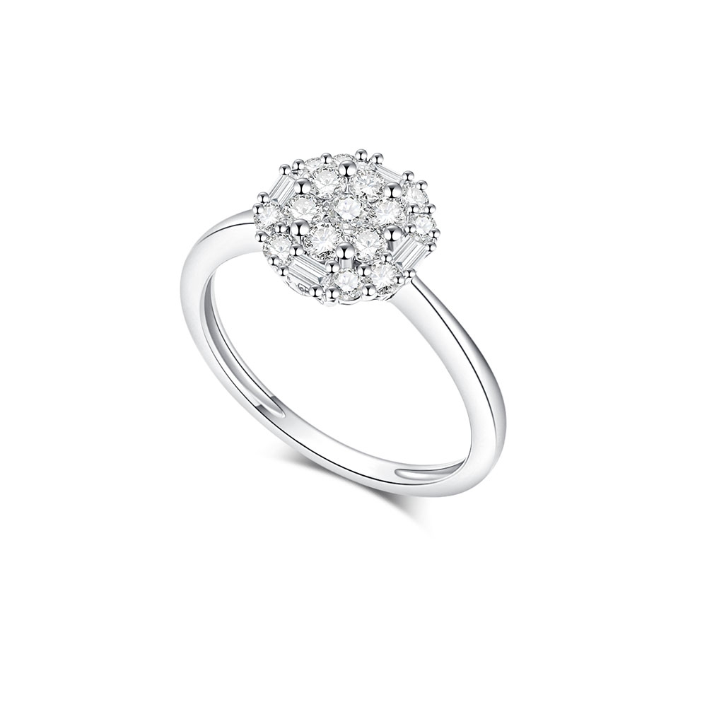 Prsteň z bieleho zlata s kameňmi DIAMANT
