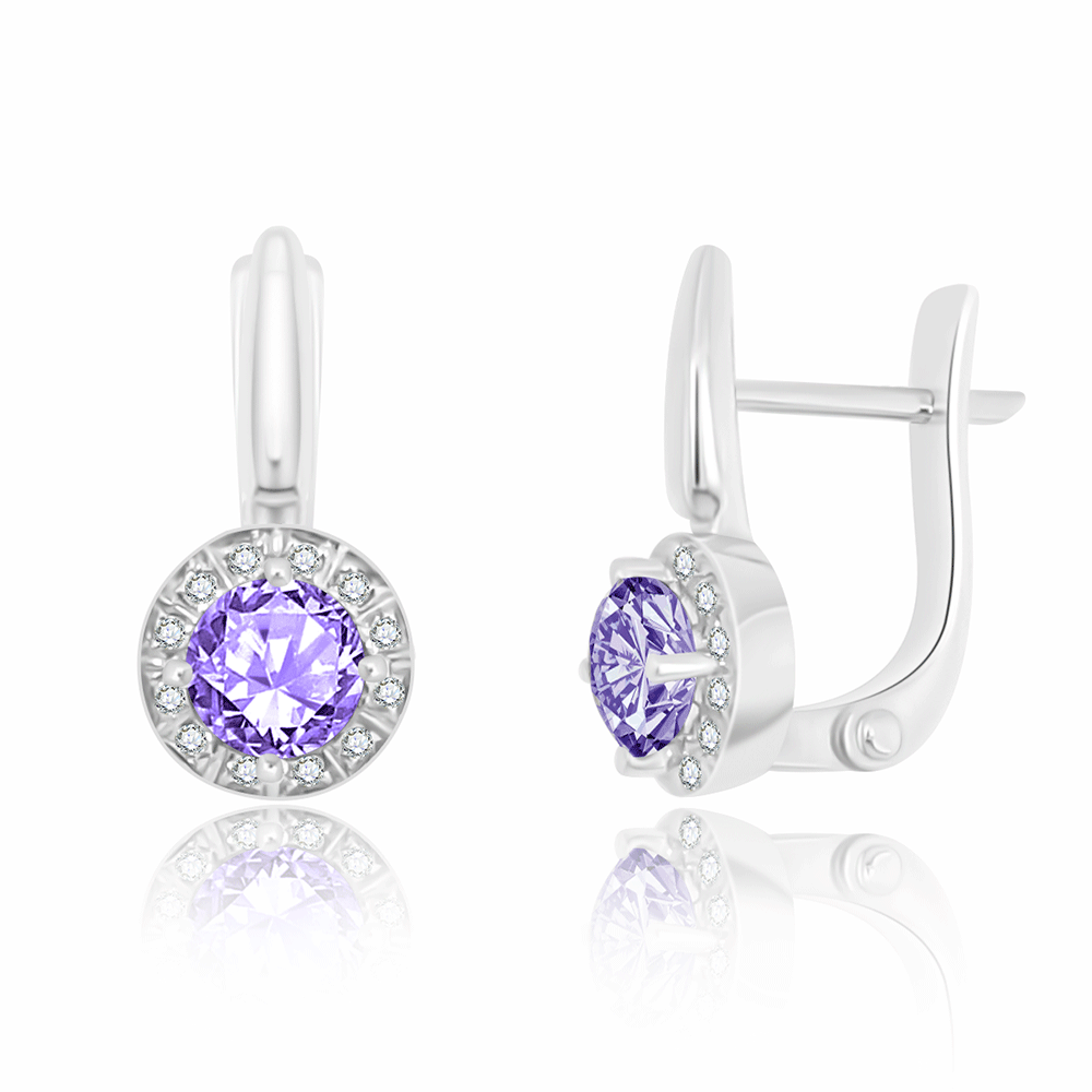 Náušnice z bieleho zlata s kameňmi TANZANIT, DIAMANT