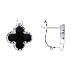 Náušnice zo striebra s kameňmi ENAMEL- ČIERNY