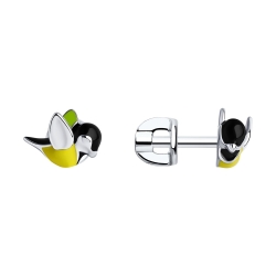 Náušnice zo striebra s kameňmi ENAMEL- ČIERNY, ENAMEL- ŽLTÝ a ENAMEL- ZELENÝ