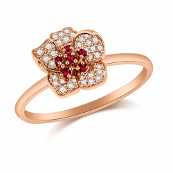 Prsteň z ružového zlata s kameňmi DIAMANT, RUBÍN