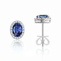 Náušnice z bieleho zlata s kameňmi DIAMANT, ZAFÍR