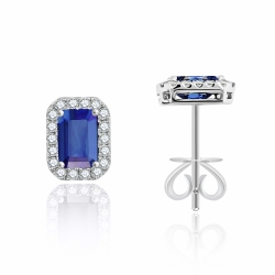 Náušnice z bieleho zlata s kameňmi DIAMANT, ZAFÍR