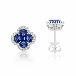Náušnice z bieleho zlata s kameňmi DIAMANT, ZAFÍR