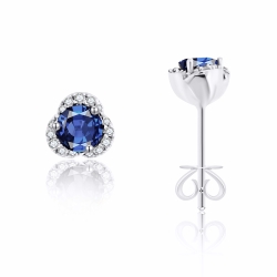 Náušnice z bieleho zlata s kameňmi DIAMANT, ZAFÍR