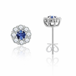 Náušnice z bieleho zlata s kameňmi DIAMANT, ZAFÍR