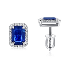 Náušnice z bieleho zlata s kameňmi DIAMANT, ZAFÍR