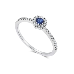 Prsteň z bieleho zlata s kameňmi DIAMANT, ZAFÍR