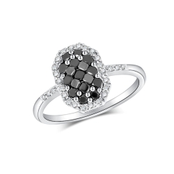 Prsteň z bieleho zlata s kameňmi DIAMANT, ČIERNY DIAMANT