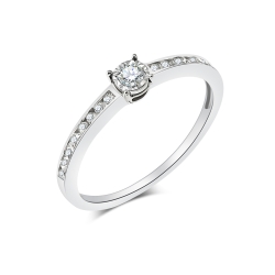 Prsteň z bieleho zlata s kameňmi DIAMANT