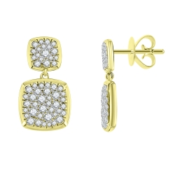 Náušnice zo žltého zlata s kameňmi DIAMANT