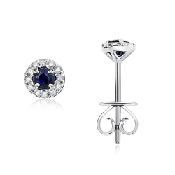Náušnice z bieleho zlata s kameňmi DIAMANT, ZAFÍR