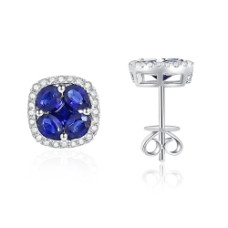 Náušnice z bieleho zlata s kameňmi DIAMANT, ZAFÍR