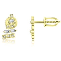 Náušnice zo žltého zlata s kameňmi DIAMANT