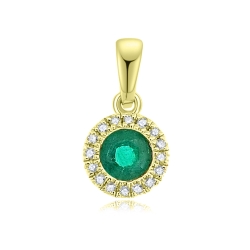 Prívesok zo žltého zlata s kameňmi DIAMANT, Smaragd