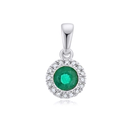 Prívesok z bieleho zlata s kameňmi DIAMANT, Smaragd