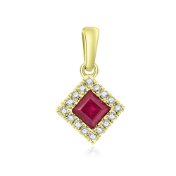 Prívesok zo žltého zlata s kameňmi DIAMANT, RUBÍN