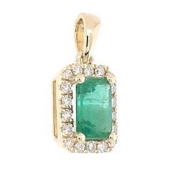 Prívesok zo žltého zlata s kameňmi DIAMANT, Smaragd
