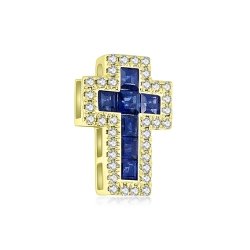 Prívesok zo žltého zlata s kameňmi DIAMANT, ZAFÍR