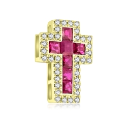 Prívesok zo žltého zlata s kameňmi DIAMANT, RUBÍN