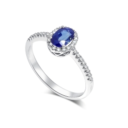 Prsteň z bieleho zlata s kameňmi DIAMANT, ZAFÍR