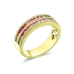 Prsteň zo žltého zlata s kameňmi DIAMANT, FANCY ZAFÍR
