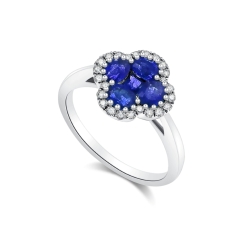 Prsteň z bieleho zlata s kameňmi DIAMANT, ZAFÍR