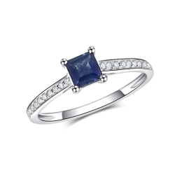 Prsteň z bieleho zlata s kameňmi DIAMANT, ZAFÍR