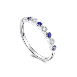 Prsteň z bieleho zlata s kameňmi DIAMANT, ZAFÍR