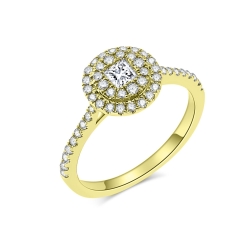 Prsteň zo žltého zlata s kameňmi DIAMANT
