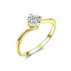 Prsteň z bieleho a žltého zlata s kameňmi DIAMANT,