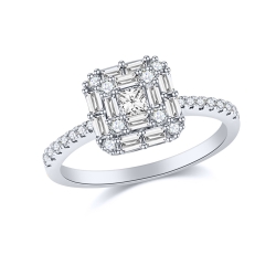 Prsteň z bieleho zlata s kameňmi DIAMANT