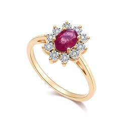 Prsteň z bieleho a ružová zlata s kameňmi DIAMANT, RUBÍN